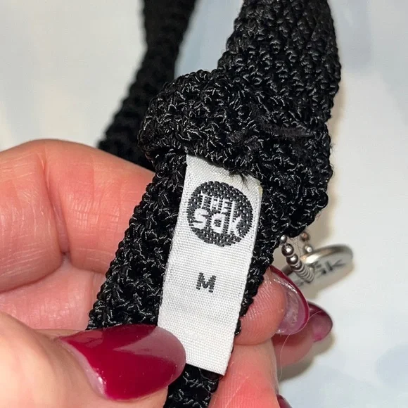 THE SAK BLACK Belt Woven Women's Size Medium 1” wide silver buckle TEXTURED BELT - Picture 8 of 11